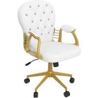 Vinsetto Office Chair with Diamond Tufted Velour, Adjustable Height, Computer Desk Chair for Home Office, Cream White