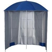 Outsunny 88" Arc 2.2M Fishing Umbrella Beach Parasol with Sides Brolly Shelter Canopy Shade with FREE Carry Bag Blue