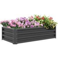 Outsunny Elevated Planter Box for Flowers - Light Grey