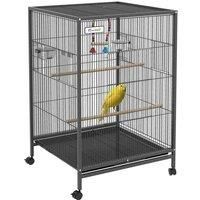 PawHut Bird Cage, Budgie Cage, with Rolling Stand, for Small Birds - Grey