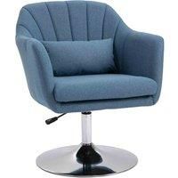 HOMCOM Swivel Accent Chair Contemporary Vanity Armchair with Adjustable Height Thick Cushion Lumbar Support Armrest for Bedroom Office