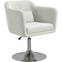 HOMCOM Modern Accent Chair with Swivel Base, Height Adjustable Arm Chair with Pillow for Living Room, Bedroom, Cream White