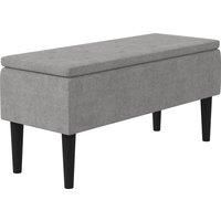 HOMCOM 15" Modern Ottoman Storage Box with Wooden Legs, 47L Storage Ottoman Holds up to 120KG, for Living Room, Bedroom, Grey