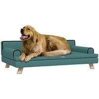PawHut Dog Sofa with Legs Water-resistant Fabric, Pet Chair Bed for Large, Medium Dogs, Green, 100 x 62 x 32 cm