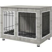 PawHut Indoor Dog Kennel w/ Soft Cushion, Double Door for Large Dogs, 106 x 74 x 81.5cm, Grey