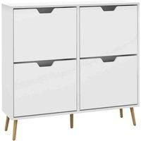 Shoe Storage Cabinet with 4 Flip Drawers for 16 Pairs of Shoes