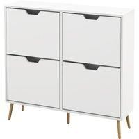 HOMCOM Shoe Storage Cabinet, 4 Flip Drawers, Shoe Organizer for 16 Pairs of Shoes, White