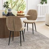 2 Piece Kitchen Chairs, Fabric Dining Chairs with Steel Legs