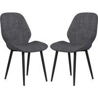 HOMCOM Velvet Dining Chairs, Set of 2 Dining Room Chairs with Metal Legs for Living Room, Dining Room, Grey
