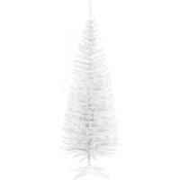 HOMCOM 5T Artificial Pine Pencil Slim Tall Christmas Tree with Branch Tips Xmas Holiday Dcor with Stand White