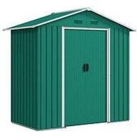 Outsunny 6.5ft x 3.5ft Metal Garden Storage Shed for Outdoor Tool Storage with Double Sliding Doors and 4 Vents, Green