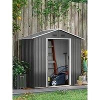 Outsunny 6.5ft x 3.5ft Garden Storage Shed, Metal Shed for Outdoor Storage with Double Sliding Doors and 4 Vents, Dark Grey