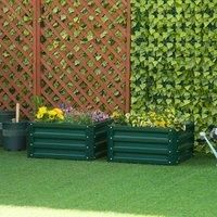 Outsunny Set of 2 Raised Garden Bed, Outdoor Planter Box with Galvanised Steel Frame for Growing Vegetables, Flowers and Herbs, 60 x 60 x 30.5 cm, Green