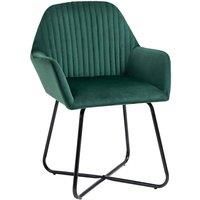 HOMCOM Modern Arm Chair Upholstered Accent Chair with Metal Base for Living Room Green