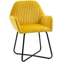 HOMCOM Modern Arm Chair Upholstered Accent Chair with Metal Base for Living Room Yellow