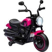 HOMCOM 6v Electric Motorbike with Training Wheels, One-Button Start - Pink