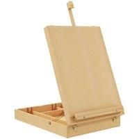 Vinsetto Wooden Table Easel Box Hold Canvas up to 61cm, Adjustable Beechwood Storage Table Box Easel, Portable Folding Artist Drawing & Sketching Board for Adults, Beginners, Artists Painting