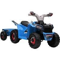 HOMCOM 6V Quad Bike with Back Trailer, Wear-Resistant Wheels, for Ages 18-36 Months, Blue