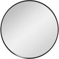 HOMCOM 61cm Decorative Wall Mirror for Bedroom Living Room, Modern Round Bathroom Mirror for Home Decor, Black