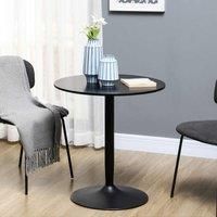 HOMCOM Round Dining Table, Modern Dining Room Table with Steel Base, Non-slip Foot Pad, Space Saving Small Dining Table, Black