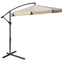 Outsunny 2.7m Cantilever Parasol Banana Sun Umbrella with Crank Handle and Cross Base for Outdoor Hanging Sun Shade Light Brown