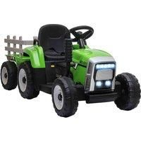 HOMCOM Electric Ride on Tractor w/ Detachable Trailer, 12V Kids Battery Powered Electric Car w/ Remote Control, Music for Kids Aged 3-6, Green