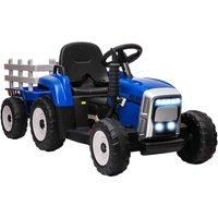 HOMCOM Electric Ride on Tractor w/ Detachable Trailer, 12V Kids Battery Powered Electric Car w/ Remote Control, Music Start up Sound, Blue