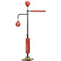 SPORTNOW 140-205cm Inflatable Punch Bag w/ Reaction Bar Challenge, Freestanding Punching Bag Training Equipment w/ Suction Cups, MMA Equipment, Red