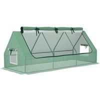 Outsunny Portable Small Polytunnel with Mesh Windows for Indoor and Outdoor, 240x90x90cm, Green
