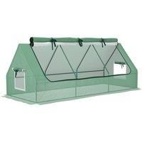 Outsunny Portable Small Polytunnel with Mesh Windows for Indoor and Outdoor, 240x90x90cm, Green