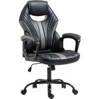 Vinsetto Racing Gaming Chair, Home Office Computer Desk Chair, Faux Leather Gamer Chair with Swivel Wheels, Black Grey