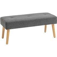 HOMCOM Multifunctional Bed End Bench Tufted Upholstered Shoe Bench Ottoman Footstool Linen Fabric for Entryway Living Room Grey