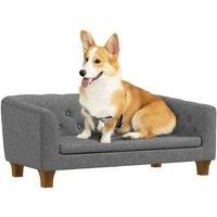 PawHut Dog Sofa Bed, Elevated Dog Couch for Small and Medium Dogs, with Soft Cushion, Removable and Washable Cover, Anti-slip Pads, Grey