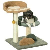 PawHut Small Cat Tree for Indoor Cats, Scratching Posts with 2 Beds, Toy Ball, 43 x 39 x 52cm