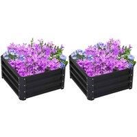 Outsunny Set of 2 Raised Garden Bed, Outdoor Planter Box with Galvanised Steel Frame for Growing Vegetables, Flowers and Herbs, 60 x 60 x 30.5 cm, Grey