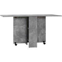 HOMCOM Folding Dining Table, Drop Leaf Table for Small Spaces with 2-tier Shelves, Small Kitchen Table with Rolling Casters, Cement Grey