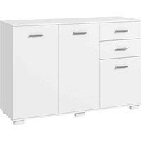 HOMCOM Sideboard, Modern Storage Cabinet with 2 Drawers, 3 Doors and Adjustable Shelves, Kitchen Cabinet for Living Room, Dining Room, White
