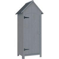Outsunny Wooden Garden Storage Shed with 3 Shelves, Outdoor Tool Storage Cabinet with Tilt Roof and Lockable Door, 77.5 x 54.2 x 179.5 cm, Grey
