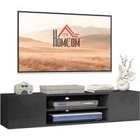 HOMCOM Floating TV Stand Cabinet for TVs up to 60", Wall Mounted TV Unit with Open Shelf, Storage Cupboards and Cable Management for Living Room, Grey