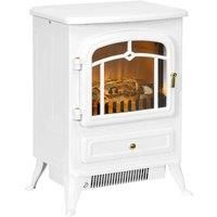 HOMCOM Modern Electric Fireplace, Freestanding Electric Stove Fire with Flame Effect, 950/1850W, White