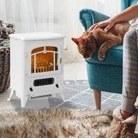 Fireplace Electric Heater Metal Log Burning Flame Effect Living Room Stove 1850W
