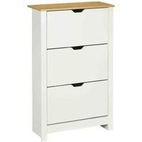 HOMCOM 18-shoe Storage Cabinet 6 Shelves 3 Drawers Tabletop 4 Legs Modern White