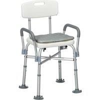 HOMCOM Aluminium Shower Chair w/ Backs & Arms, Height Adjustable Shower Seat w/ Removable Padded Cushion, Bath Stool for Seniors, Disabled, Pregnant