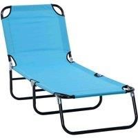 Outsunny Reclining Lawn Chaise Lounge Folding Chair Adjustable Backrest, Blue, Sky Blue