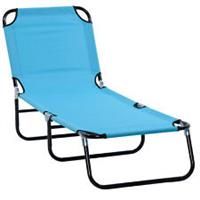 Outsunny Reclining Lawn Chaise Lounge Folding Chair Adjustable Backrest, Blue