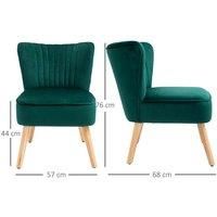 HOMCOM Modern Accent Chair, Fabric Living Room Chair with Rubber Wood Legs and Thick Padding, Green