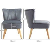 HOMCOM Modern Accent Chair, Fabric Living Room Chair with Rubber Wood Legs and Thick Padding, Grey