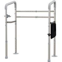 HOMCOM Free Standing Toilet Frame, Height & Width Adjustable Toilet Safety Frame w/ Arms, Additional Suction Cups, Handrail Grab Bar, 136kg Capacity