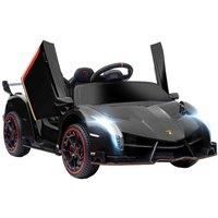 HOMCOM Lamborghini Veneno Licensed 12V Kids Electric Ride on Car w/ Portable Battery, Powered Electric Car w/ Bluetooth, Remote, for Aged 3-6, Black