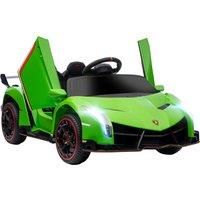 HOMCOM Lamborghini Veneno Licensed 12V Kids Electric Ride on Car w/ Butterfly Doors, Portable Battery, Powered Electric Car w/ Bluetooth, Green